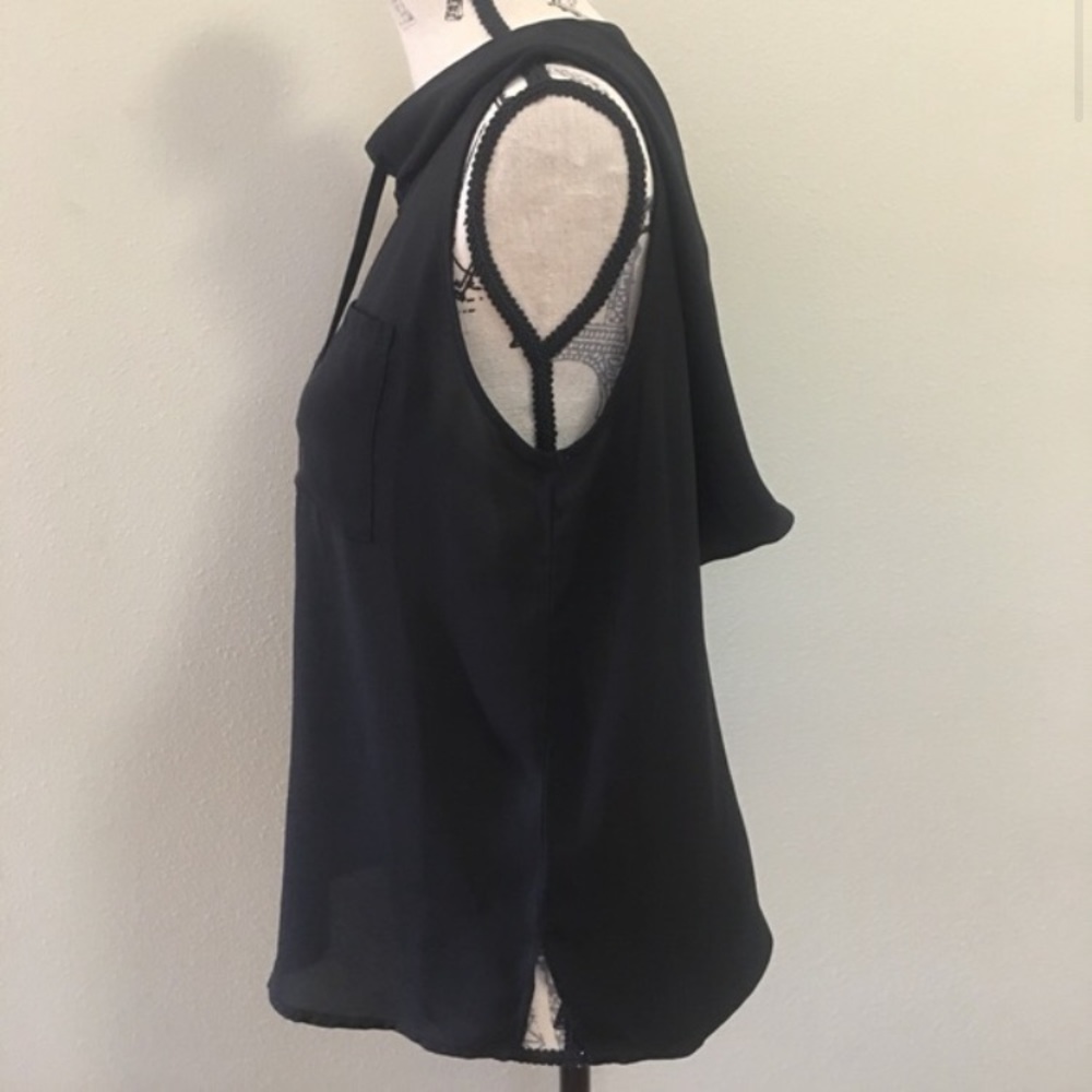 Philosophy Black Hooded Sleeveless Top
